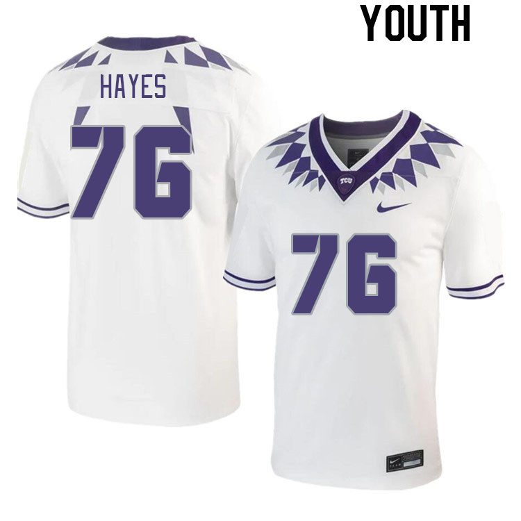 Youth #76 Garrett Hayes TCU Horned Frogs 2023 College Footbal Jerseys Stitched-White